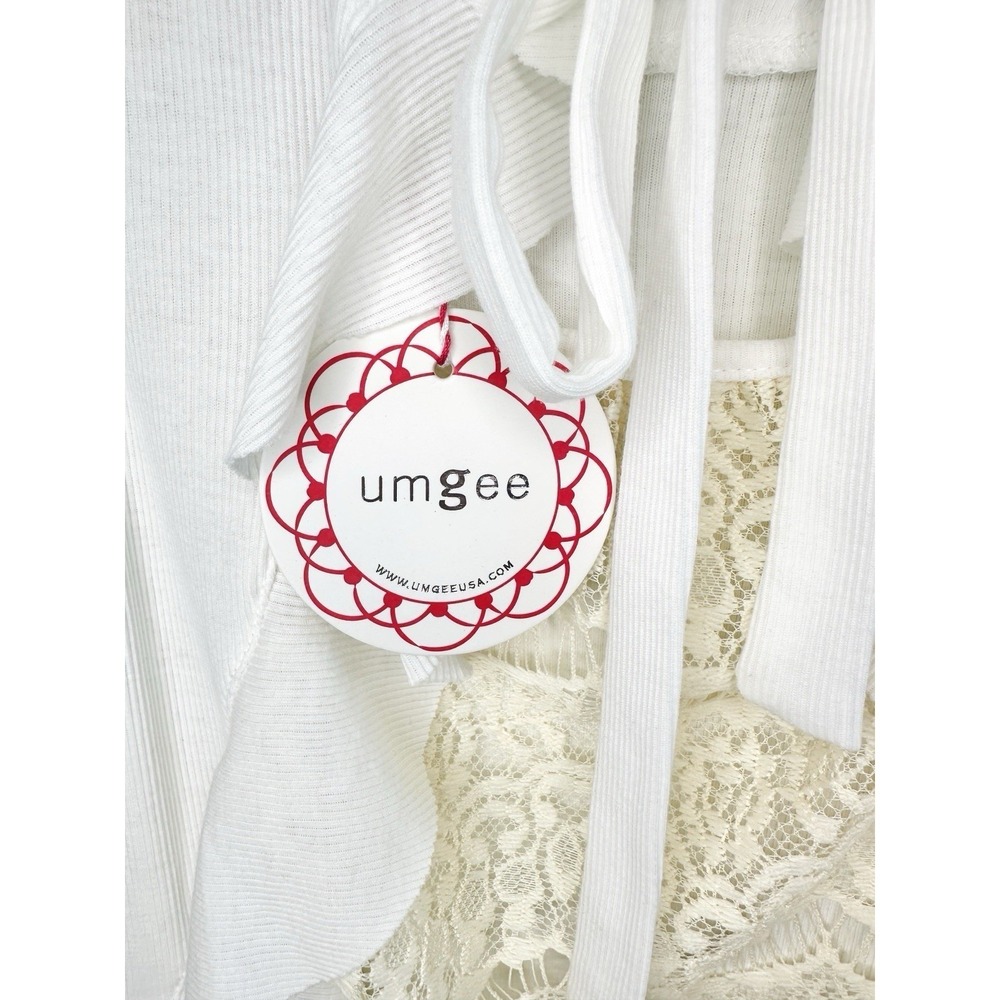 Umgee Boho Lace Tank Top S White Open Tie Back Ruffle Cottagecore Romantic NWT - Picture 8 of 11